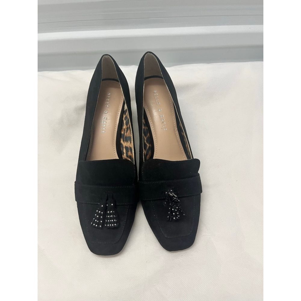 Kelly & Katie Beeka black faux suede block-heel tassel pumps Women Size 9M